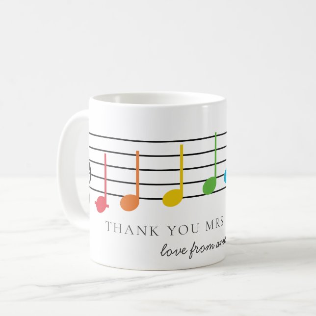 Tack Music Teacher-uppskattningsnoteringar för reg Kaffemugg (Framsida vänster)