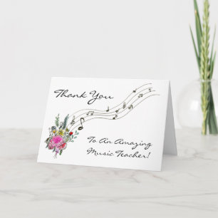 Tack Musiklärare, Blommor och Noter Kort