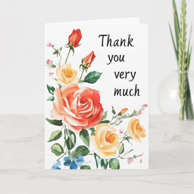 Tack MYCKET Watercolor Flowers Helgkort (Framsida)