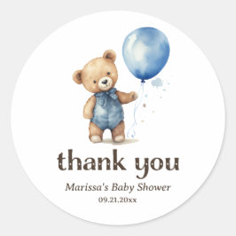 Tack Nalle Boy Shower Sticker Runt Klistermärke