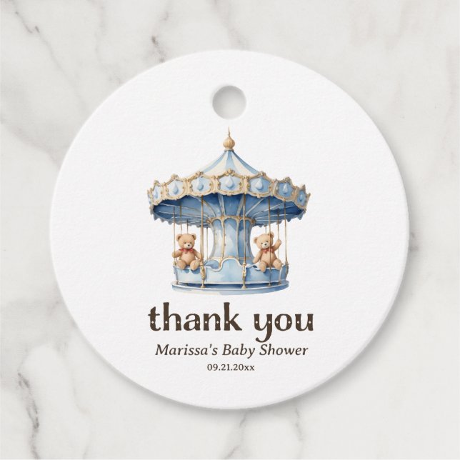 Tack Nalle Twin Boy Baby Shower Gåvor Etiketter (Framsida)