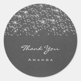 Tack Namn 16-års Bröllops Grå Kraft Runt Klistermärke