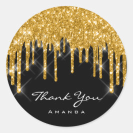 Tack Namn 16-års Bröllopsdagsfirande Guld Svart Runt Klistermärke