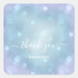 Tack Namn Blå Aqua Bröllop Pastell Bröllopsfirande Fyrkantigt Klistermärke