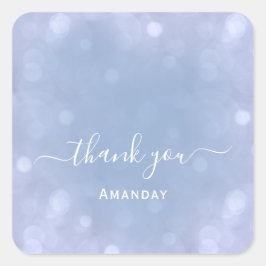 Tack Namn Blue Bröllop Pastel Möhippa Sweet16 Fyrkantigt Klistermärke