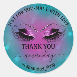 Tack Namn Boutique Eyelash Shop Blue Violet Berry Runt Klistermärke