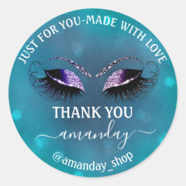 Tack Namn Boutique Eyelash Shop Navy Smoky Blue Runt Klistermärke