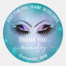 Tack Namn Boutique Eyelash Shop Navy Smoky Teal Runt Klistermärke