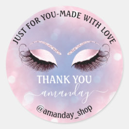Tack Namn Boutique Eyelash Shop Rosa Pastel Runt Klistermärke