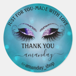 Tack Namn Boutique Eyelash Shop Teal Navy Smoky Runt Klistermärke