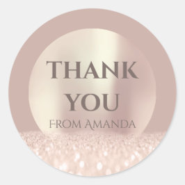 Tack Namn ClassyRose Modern Lux Glitter Runt Klistermärke