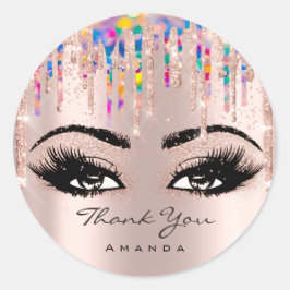Tack Namn Confetti Ro Glitter Eyelash Unicorn Runt Klistermärke