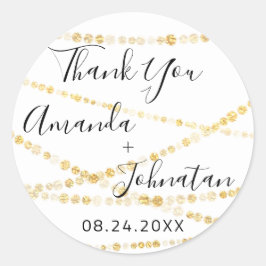 Tack Namn Datum Vitt Guld Ljus Vitt Runt Klistermärke