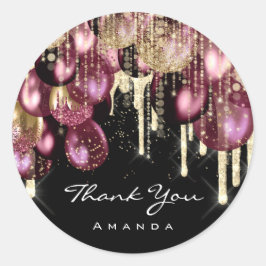 Tack Namne 16-års bröllopsballong i guld Marsala Runt Klistermärke