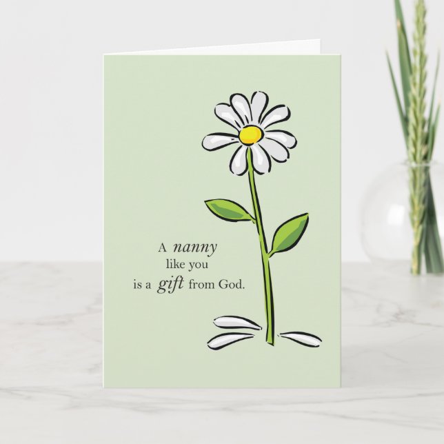 Tack Nanny, Religiösa Grönt Daisy Flower Kort (Framsida)