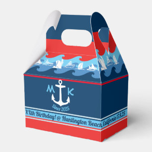 Tack Nautical Anchor Wave Boat Rött vitt blått Presentaskar