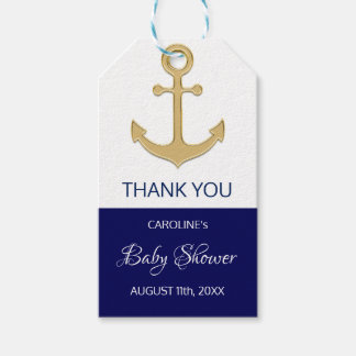 TACK Nautical Navy Blue Anchor BABY SHOWER Presentetikett