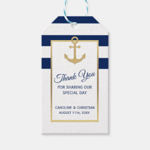 TACK Nautical Navy Blue Anchor Bröllop Presentetikett