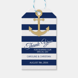 TACK Nautical Navy Blue Anchor Bröllop Presentetikett