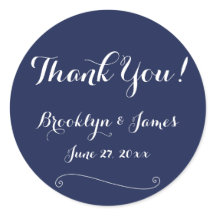 Tack Navy Blue Elegant bröllop Stickers