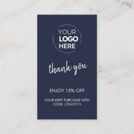 Tack Navy Snyggt Modern Logotyp Business Rabattkort