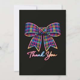 Tack Neon Tartan Bow Skotsk Ljus Mönster Inbjudningar