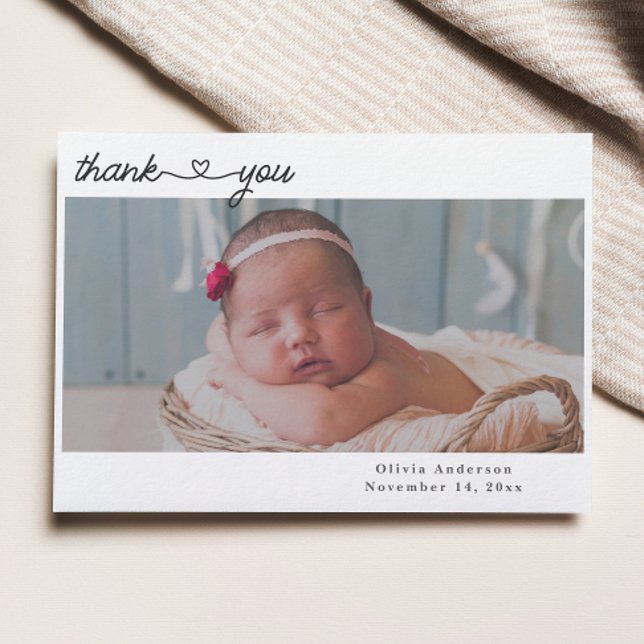 Tack Newborn Photos Script Heart Birth Meddelande (Thank You Newborn Photos Script Heart Birth Announcement)