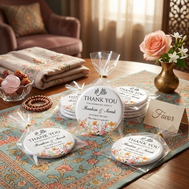 Tack nikah muslim bröllop favor blom-  magnet (Skapare uppladdad)