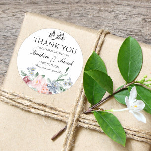 Tack nikah muslim bröllopsförmån blommigt Classi Runt Klistermärke
