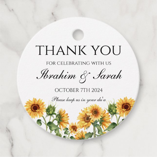 Tack nikah muslim bröllopsförmån blommigt gåvor etiketter (Framsida)