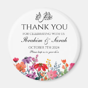Tack nikah muslimsk vigselfavorit rund blomma magnet