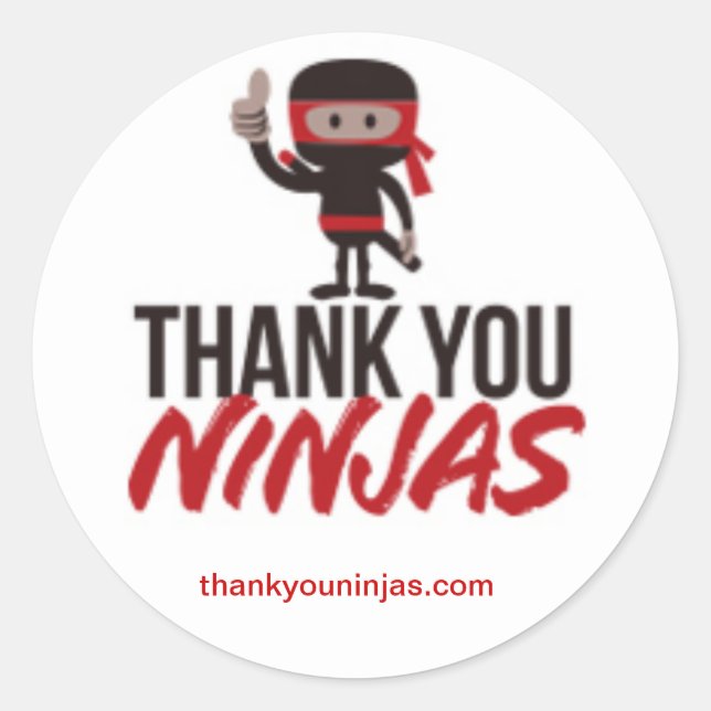 Tack Ninjas Stickers Runt Klistermärke (Framsida)
