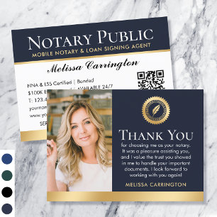 Tack Notary Public Photo Mörk blått Guld Visitkort