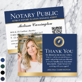 Tack Notary Public Photo Navy Mörk blått Guld Visitkort