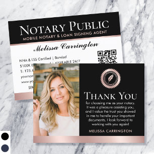 Tack Notary Public Photo Ro Guld Black Visitkort