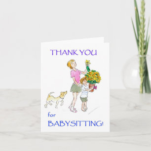 Tack Notecard för Babysitter Kort