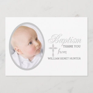 Tack Notecard för foto för dopordsilver Kort