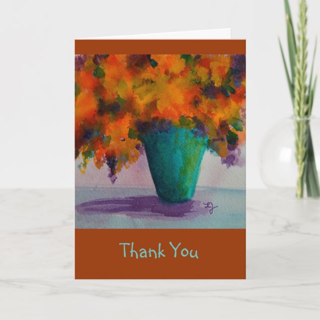 Tack Notecard med blommor i vas Kort (Framsida)