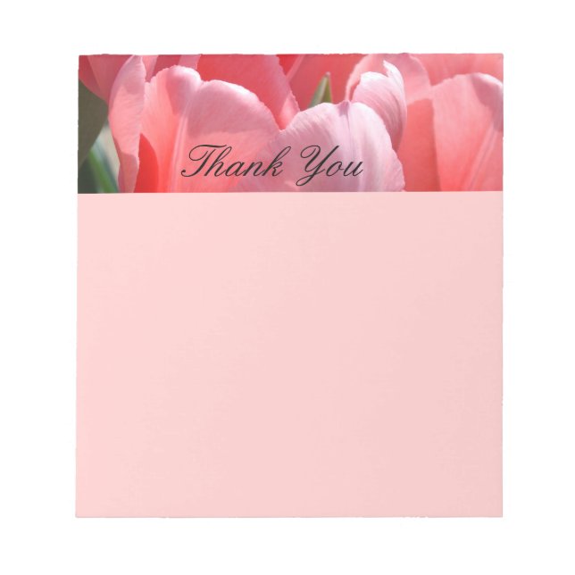 Tack notepad Rosa Tulpaner Vårblommor Anteckningsblock (Framsida)