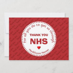 Tack Nurses NHS Healthcare Heroes RED Kort