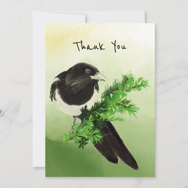 Tack Nyfiken Magpie Garden Bird Wildlife Art Kort (Framsida)