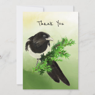 Tack Nyfiken Magpie Garden Bird Wildlife Art Kort