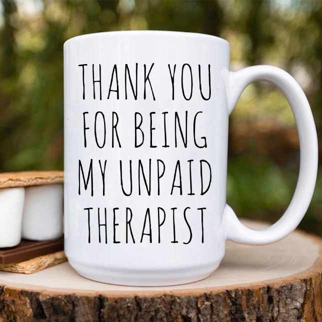 Tack Obetald terapi/roligt arbete Bestie Kaffemugg (Thank You My Unpaid Therapist / funny work Bestie Coffee Mug)