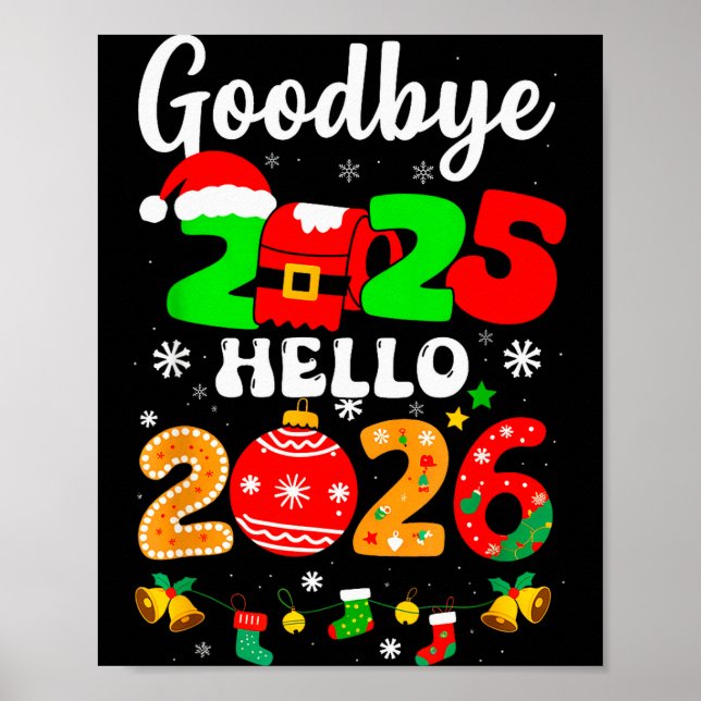 Tack och adjö 2025 Hej 2026 Gott nytt år Chris Poster (Framsidan)
