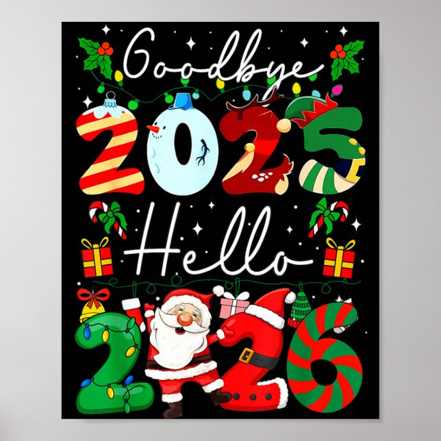 Tack och adjö 2025 Hej 2026 Gott nytt år Chris Poster (Framsidan)