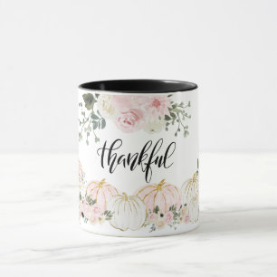 Tack och Elegant Vitvit Rosa Guld Pumpkin-Blommigt Mugg