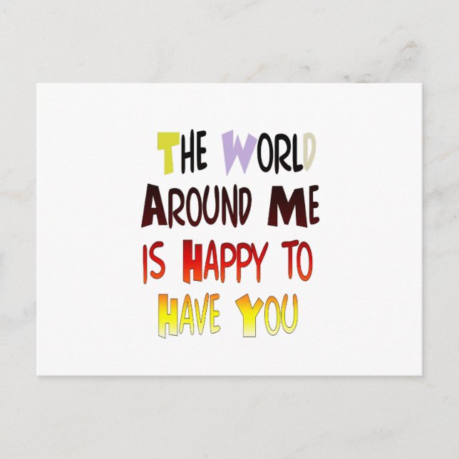 Tack och lov att ha er i min värld med tacksamhet vykort (Framsida)