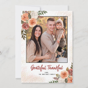 Tack och lov, bläck Thanksgiving med två foto Julkort