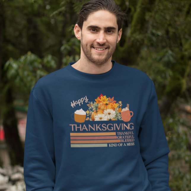 Tack och lov, design med bläck Thanksgiving Lång Ärmad Tröja (Skapare uppladdad)