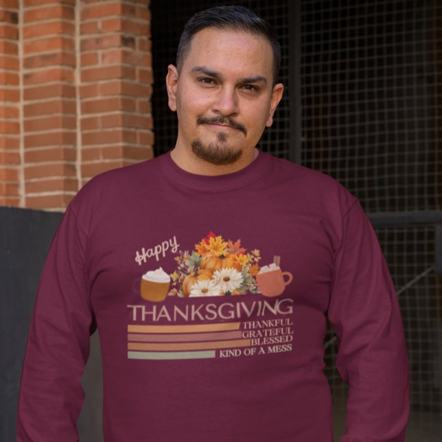 Tack och lov, design med bläck Thanksgiving T Shirt (Skapare uppladdad)